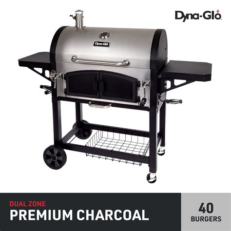 Dyna-Glo DGN576SNC-D Dual Chamber Charcoal BBQ Grill, Stainless Steel ...