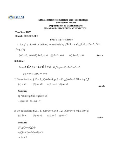 Discrete Mathematics - UNIT 1 Notes (SRM Institute) - Studocu