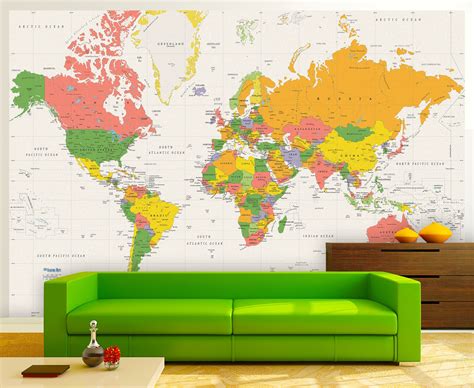 World Map Mural 的图像结果