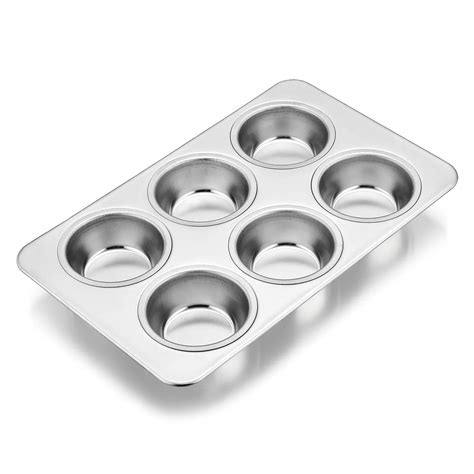 Amazon.com: E-far Stainless Steel Muffin Pan, 6-Cup Cupcake Pan Tin for ...