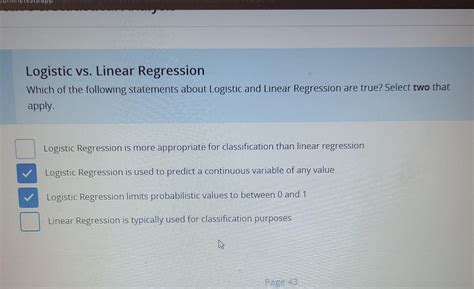 Solved Logistic vs. Linear Regression Which of the following | Chegg.com