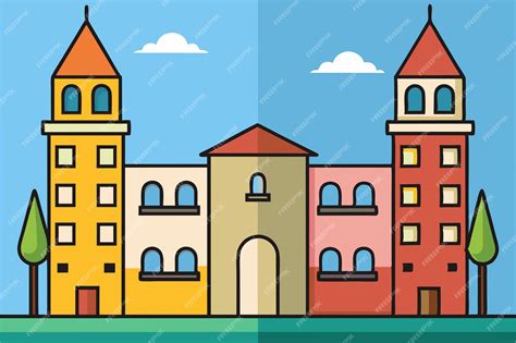 Cartoon Building Background Drawing 的图像结果