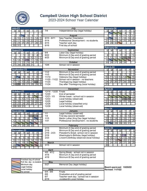 District Calendar - Miscellaneous - Campbell Union High School District