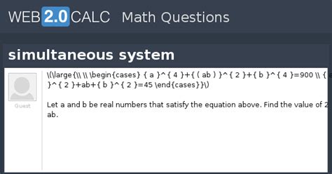 View question - simultaneous system