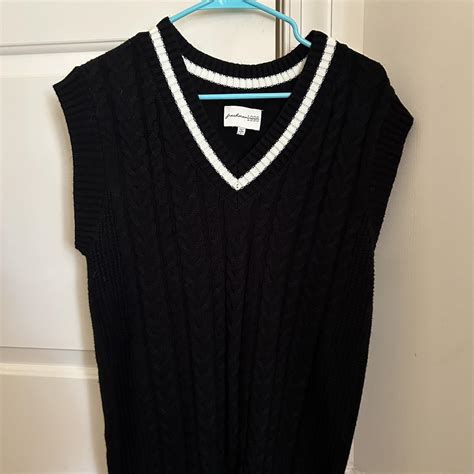 black and white oversized sweater vest - Depop