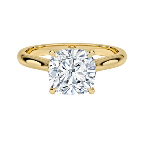 1 TO 5 CT Lab Grown Cushion Cut Diamond Solitaire Ring in 10K/14K/18K ...