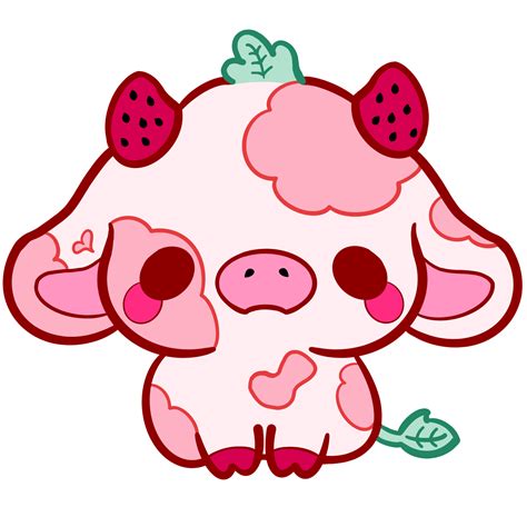 Cute Pink Strawberry Cow in 2025 | Cute drawings, Cute easy doodles ...
