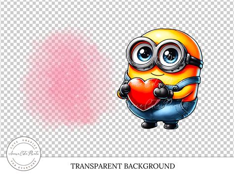 Cute Minions Printable Clipart PNG Valentine's Day Print, Sublimation ...