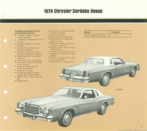 The 1970 Hamtramck Registry - 1976 Chrysler Dealership Data Book - Cordoba