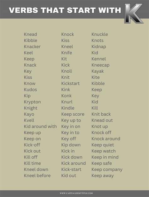 Verbs That Start With K - Capitalize My Title