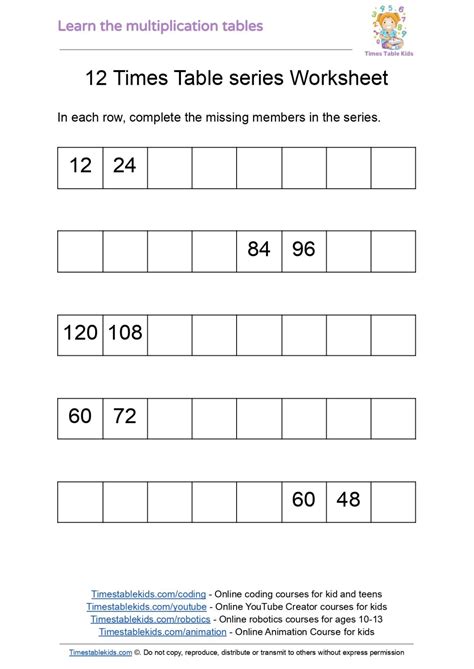 12 Times Table ️1️⃣2️⃣ Learn, Play, and Practice - Times Tables Kids