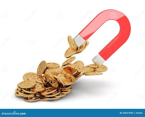 Magnet with golden coins stock illustration. Illustration of force ...
