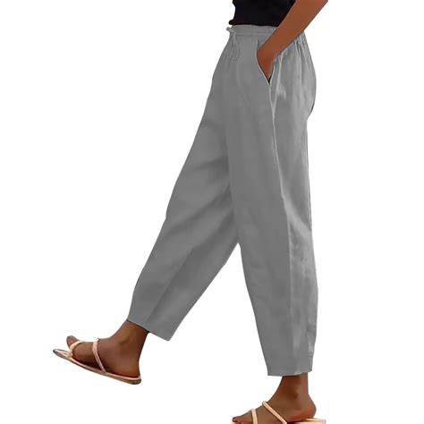 AherBiu Plus Size Pants for Women Lightweight Summer Slacks High ...