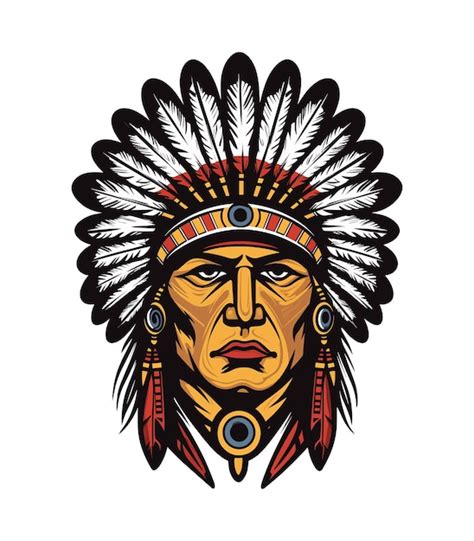 Premium Vector | Native indian american head vector clip art illustration