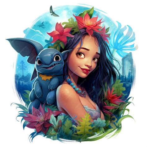 Premium AI Image | Lilo and Stitch A Vibrant Adventure with No Background