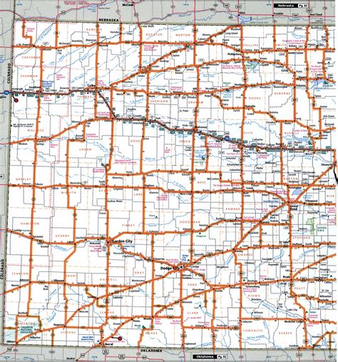 Kansas state highway map with truck routes roads map trucker drivers - usa