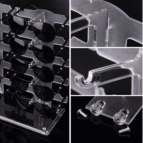 Buy 10 Pairs Sunglasses Display Stand Rack Holder Transparent Acrylics ...