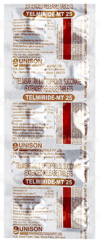 Telmiride Mt 40/25 MG | Order Telmiride Mt 40/25 MG Tablet Online at ...