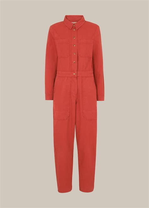 Dark Pink Gabby Denim Jumpsuit | WHISTLES | Whistles UK
