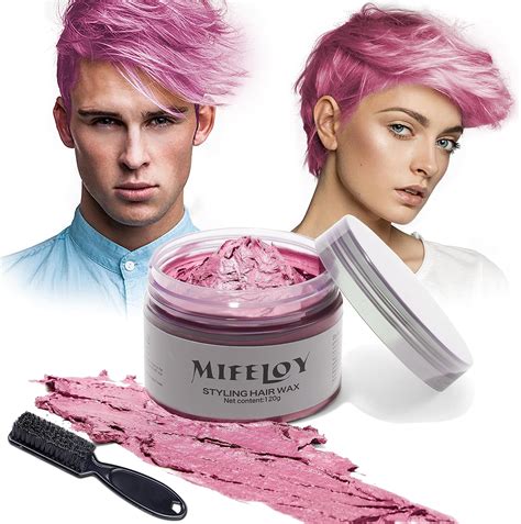 120g Temporary Pink Hair Color Wax with Dye Brush, Instant Natural ...