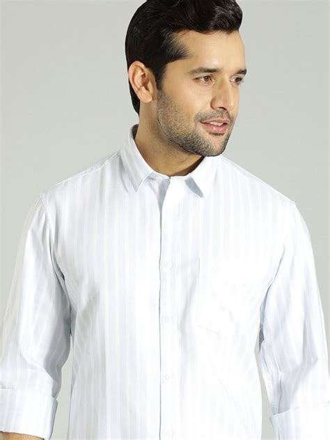 Buy Men Striped Full Sleeve Cotton Blend Shirt Online | Indian Terrain