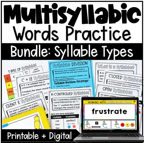 Decoding Multisyllabic Words: Using Syllable Types (Free Posters)