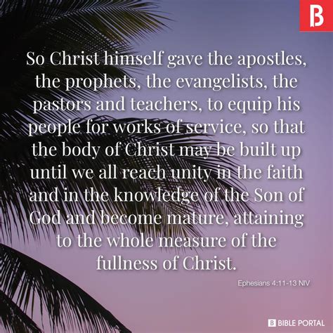 Ephesians 4:11-13 NIV picture - Bible Image- Bible Portal