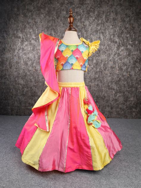 Pear Bear Multi Taffeta Lehenga