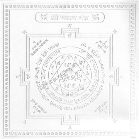 Arkam Matsya Yantra / Matsya Yantra - Silver Plated Copper - (6 x 6 ...