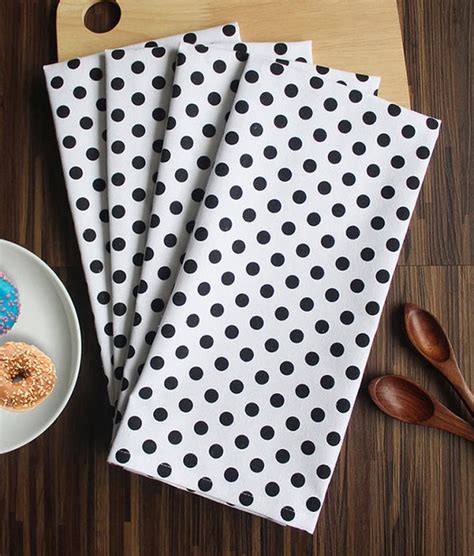 6 Pc White - Black Polka Cotton Cloth Napkin 19 inches by 27 inches for ...