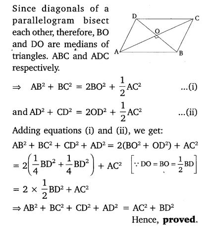 Prove that the sum of the squares of the diagonals of a parallelogram ...