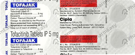 Buy Tofajak 5 MG Tablet (10) Online at Flat 15% OFF | PharmEasy