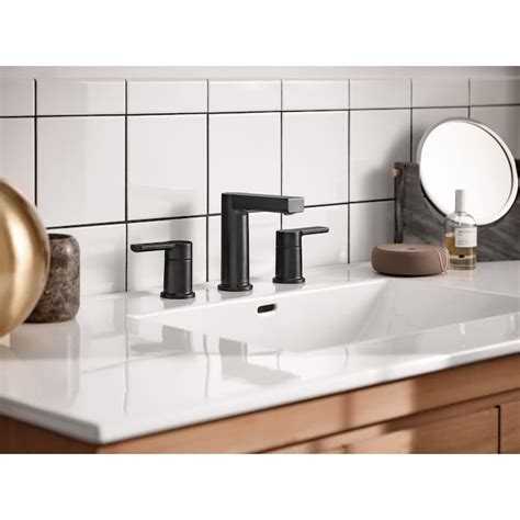 Shop Moen Rinza Matte Black Widespread Lav with 4-Piece Hardware Set at ...