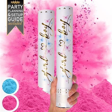 Buy Gender Reveal Confetti Cannon - 2 Pack - Biodegradable Pink Gender ...