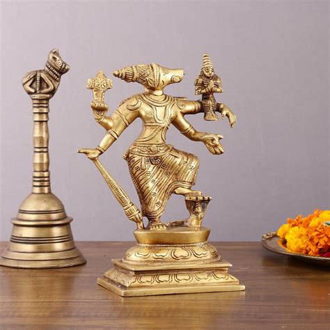 Buy Brass Lord Varaha with Lakshmi Bhumi Devi – 8.5" - Budhshiv.com