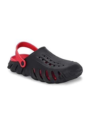 Luper Black Red Men Sandals Self Design Clogs : Amazon.in: Clothing ...