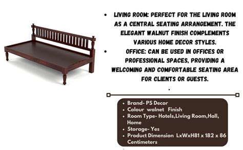 PS DECOR Wooden Couch Diwan Sofa Settee Included mattres Without Pillow ...