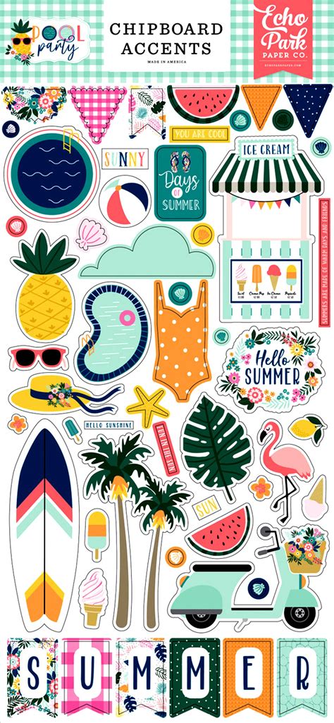 Echo Park Pool Party Chipboard Accents | Michaels