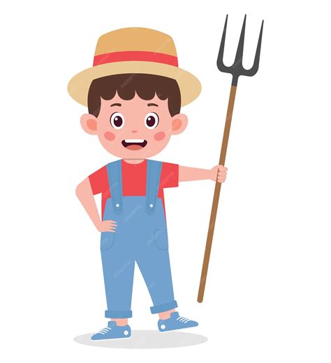 Premium Vector | Cute happy kid farmers and harvesting characters ...