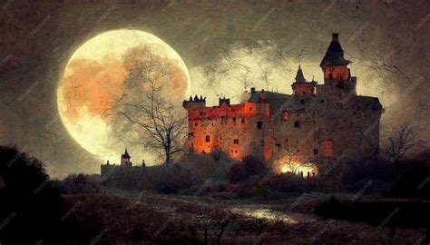 Premium Photo | Moon in the clouds over bran castle, transylvania ...