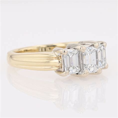 1.30ctw Emerald Diamond Three-Stone Engagement Ring 14k Multi-Tone Gold ...