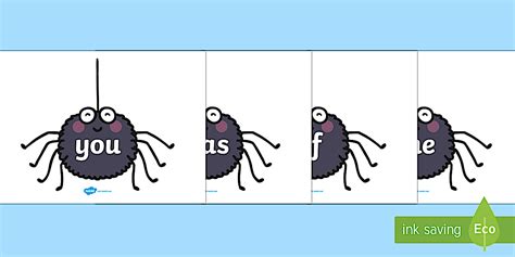 Common Exception Words Years 1 and 2 on Spiders Display Posters - Common