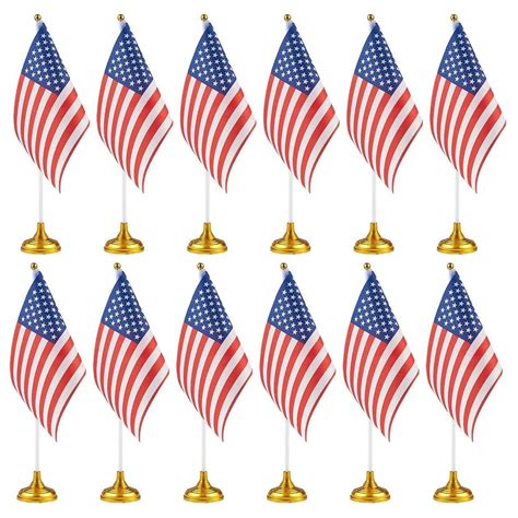12 Pack Mini American Flags With Stand Base For Desk | Desertcart INDIA