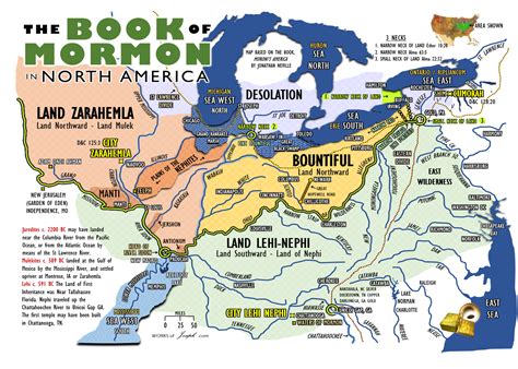 Map of Ancient North America according to the Mormons [2100 × 1500] : r ...