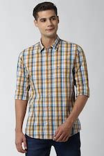 Buy Men Cream Check Full Sleeves Casual Shirt Online - 601845 | Peter ...