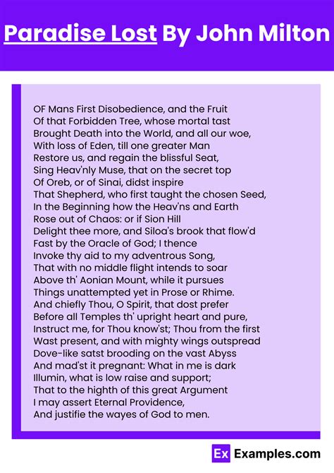 Paradise Lost Poem by John Milton, Download Pdf