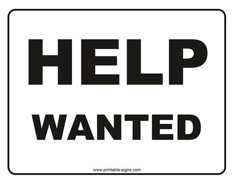 Help Wanted Printable Sign - Printable Signs
