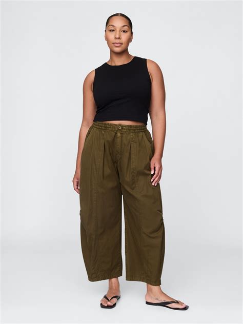 Mid Rise Twill Barrel Pants | Gap