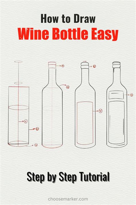 How to Draw Wine Bottle Easy | Step by Step Tutorial | Bottle drawing ...