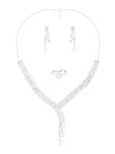 Buy ZAVERI PEARLS Silver Tone Cubic Zirconia Designer Brass Party ...
